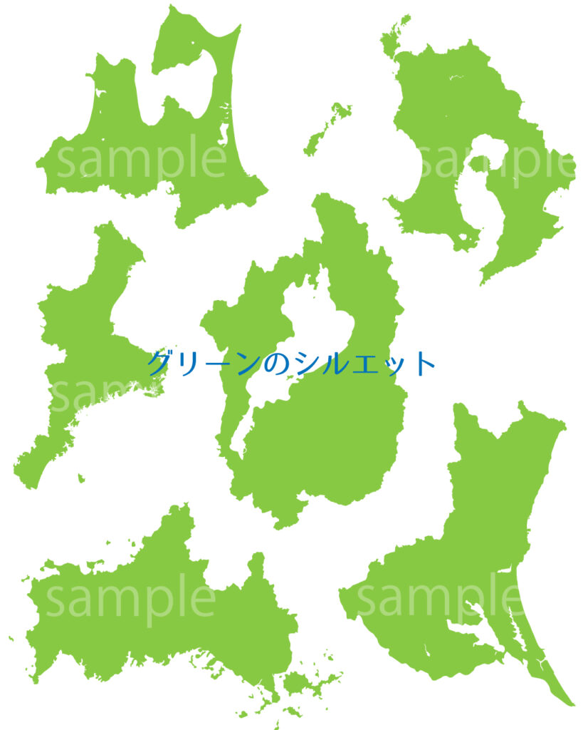 47都道府県のグリーンのシルエット