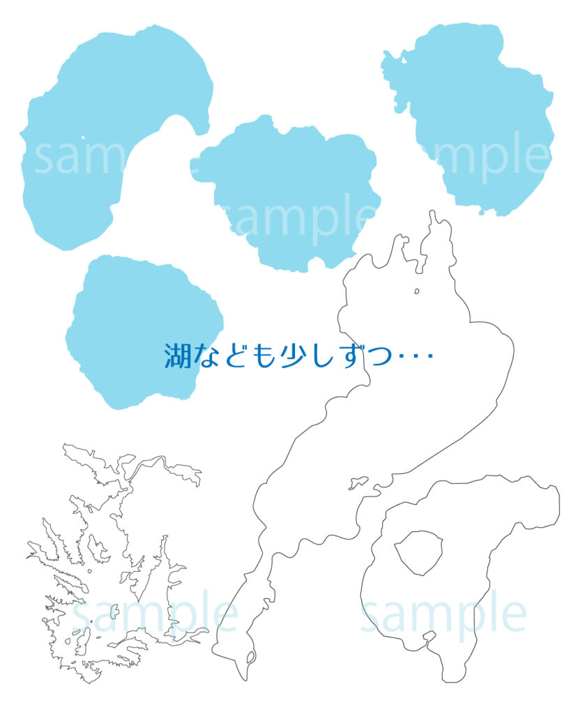 湖のシルエットイラスト